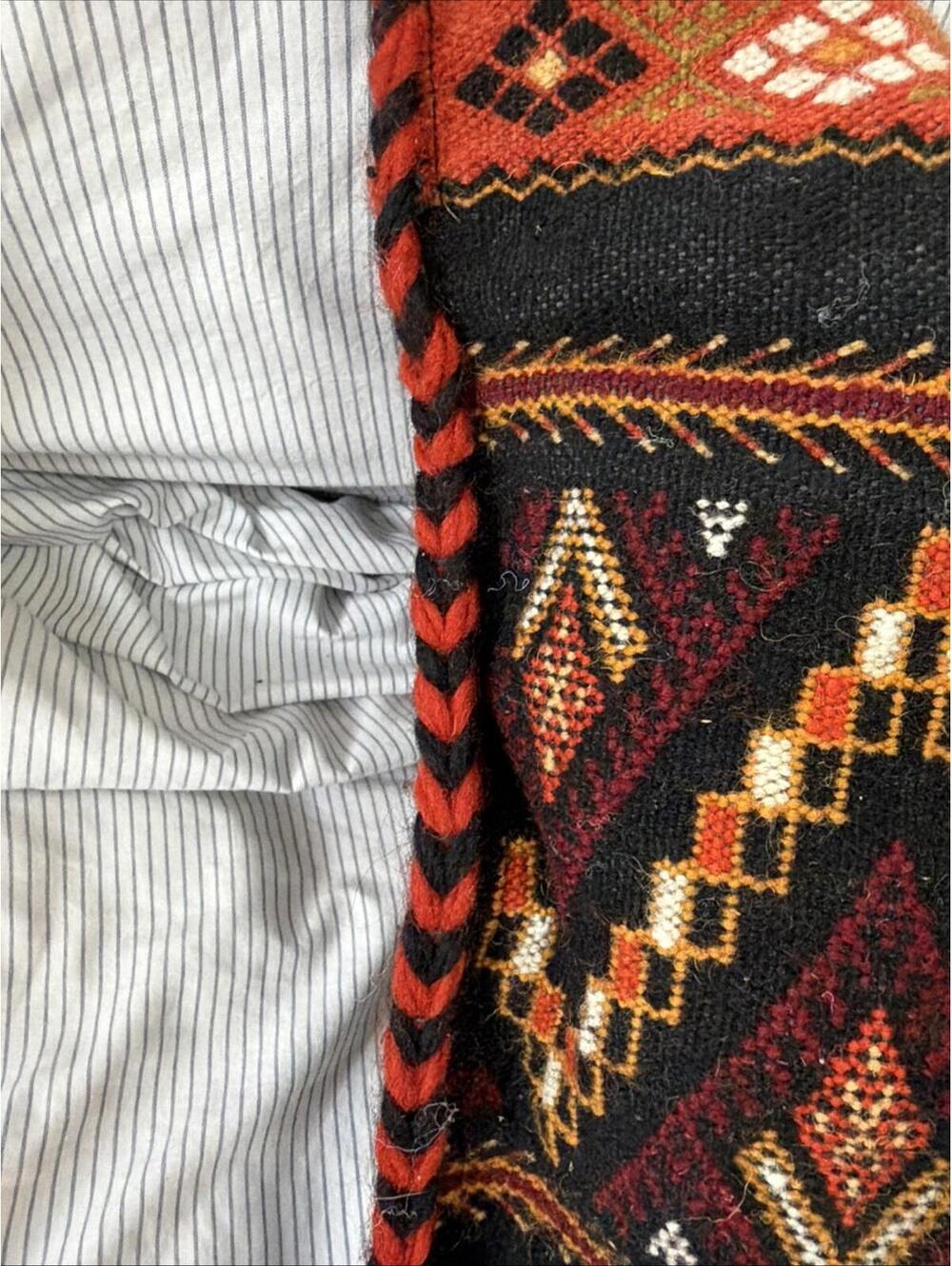 Vtg 20x15” Wool Ethnic Tribal Southwestern Cowboy Kilim Lumbar Throw Pillow Pair - Picture 3 of 8